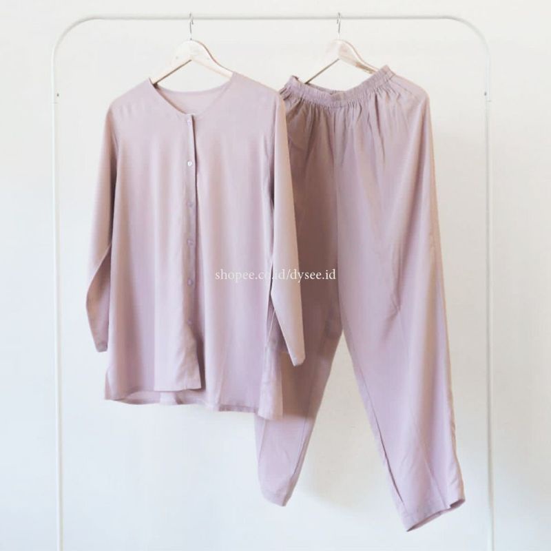 (PIYAMA POLOS) PIYAMA RAYON PAJAMAS RAYON SET BAJU WANITA VIRAL ELEGAN MURAH-LILAC
