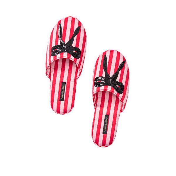 VICTORIA'S SECRET SIGNATURE SATIN & BOW SLIPPERS