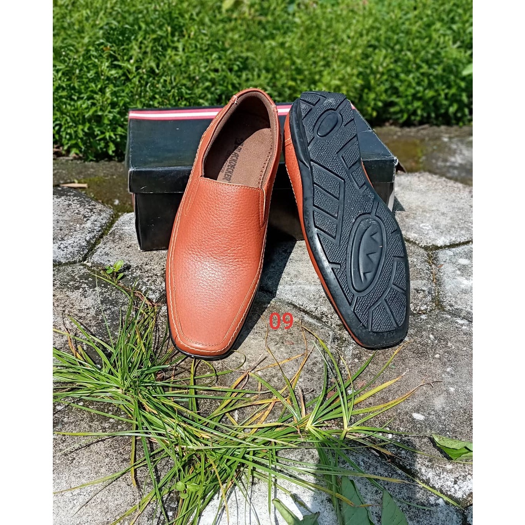Sepatu Pantofel Pria - Kulit Asli - 09 Brown