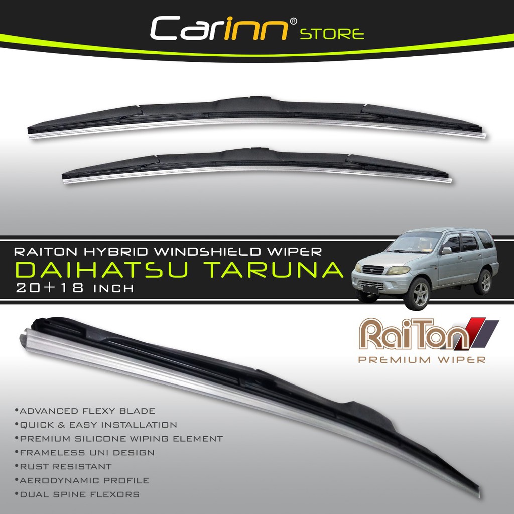 Raiton Sepasang Wiper Hybrid Kaca Depan Mobil Daihatsu Taruna 20" & 18" -2 Buah/Set - Hitam