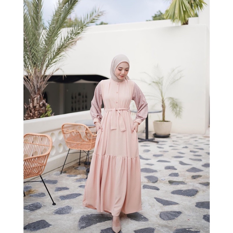AZMA Dress Premium Terbaru Kekinian 2022 - Gamis Muslim Airflow Crinkle Premium - Pakaian Muslim Wanita Terbaru - Dress Muslim Wanita - Gamis Muslim Jumbo