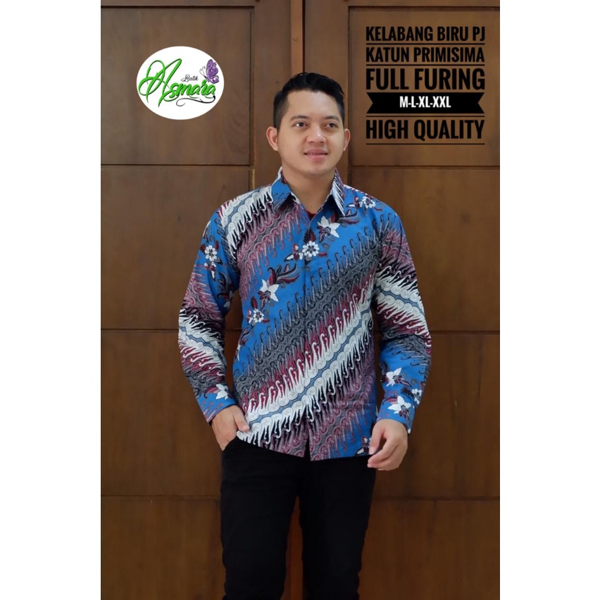 KELABANG BIRU ASMARA BATIKSOLOAMANAH BAJU KEMEJA BATIK SOLO PRIA LENGAN PANJANG PENDEK LAPIS FURING ATASAN BATIK PREMIUM MODERN KATUN HALUS LISANG GENI KLABANG ASMARA PEKSI JIWO KENCONO UNGU GIYANDRA IJO SUJIWO KLASIK MAJALAYA AKAR PUTIH KAWUNG SEJAGAT