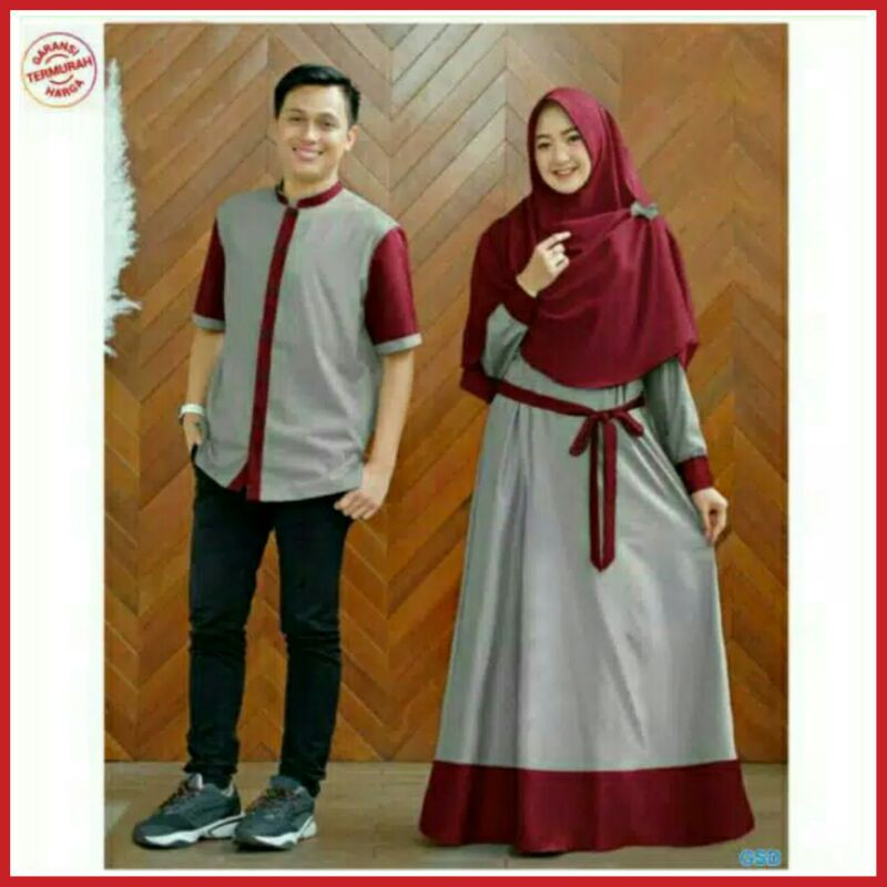 Gamis Couple Murah - Gamis Couple Mewah Tapi Kalem - Couple Alwa Hijab Ori Najwa Warna Navy Series