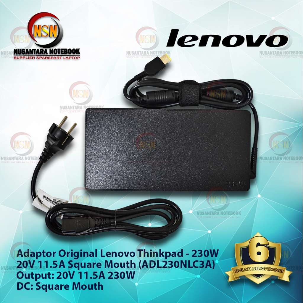 Adaptor Charger Original Lenovo Thinkpad ADL230NLC3A 20V 11.5A DC 230W Square Mouth