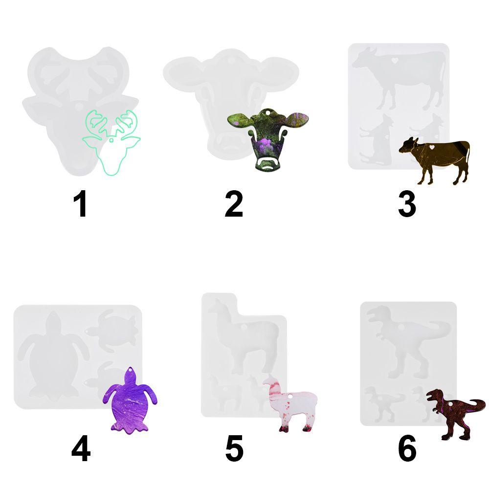 R-flower Animal Resin Cetakan Dekorasi Rumah Dinosaurus Hiu Gajah DIY Epoxy Gantungan Kunci Decor Making Props Silicone Casting Cetakan
