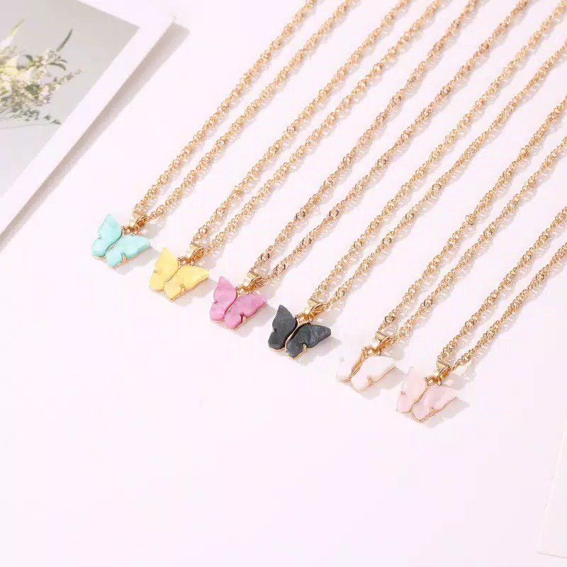 Kalung Rantai Liontin Kupu Kupu Lucu Clavicle Butterfly Necklace Fashion Korea Klavikula