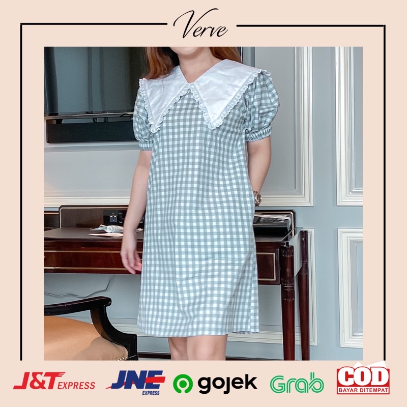 Yoora Dress - Dress Katun Kotak Kotak Casual Dress Dres Kasual Wanita