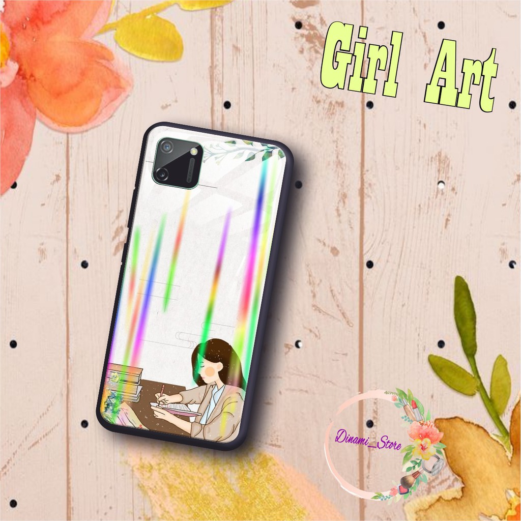 Back case glass aurora GIRL ART Oppo A3s A1k A5 A9 2020 A7 F9 A5s A31 A52 a53 A92 A37 A57 DST1683