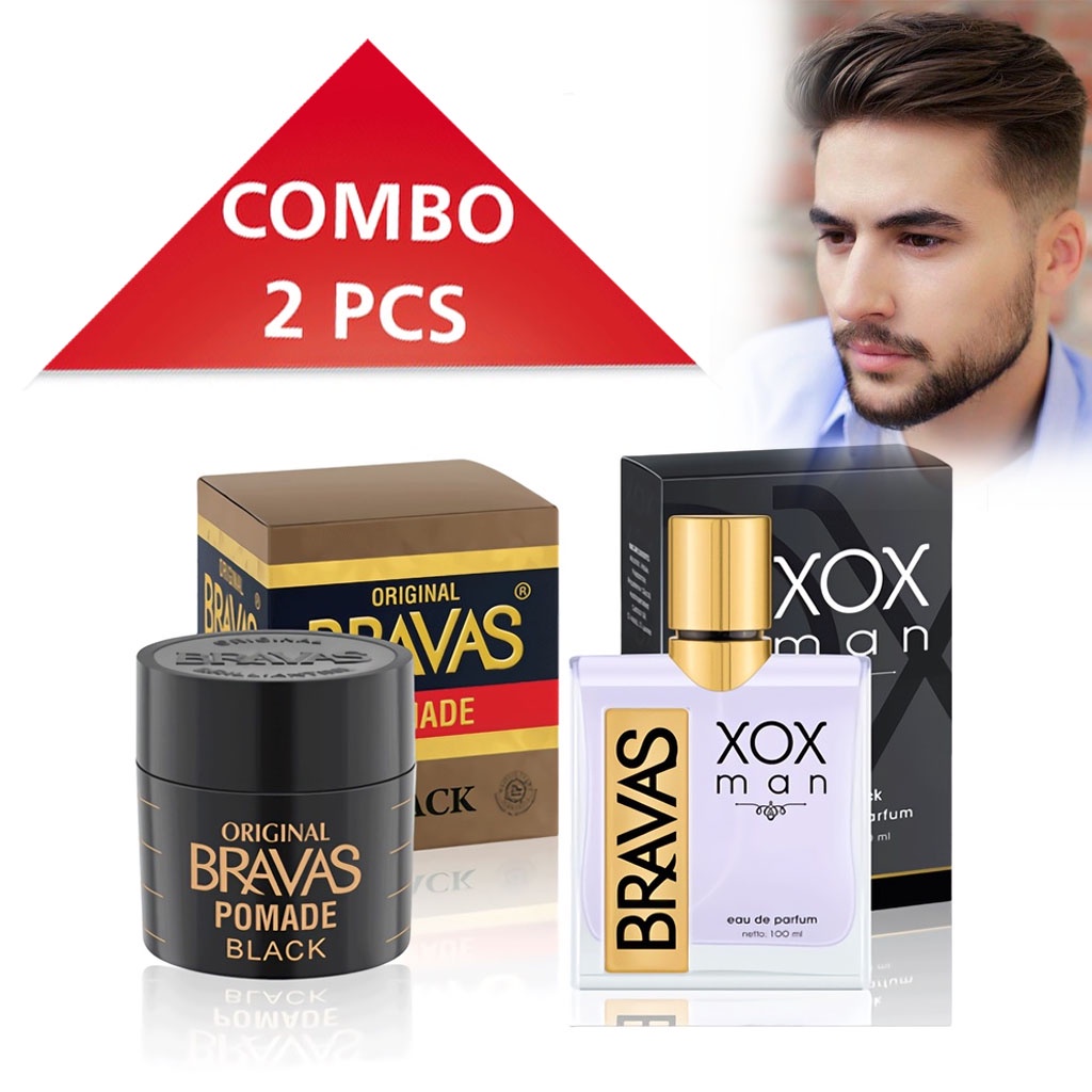 Pomade BRAVAS Brilliantine & Parfum Pria XOX Man COMBO 2 Pcs