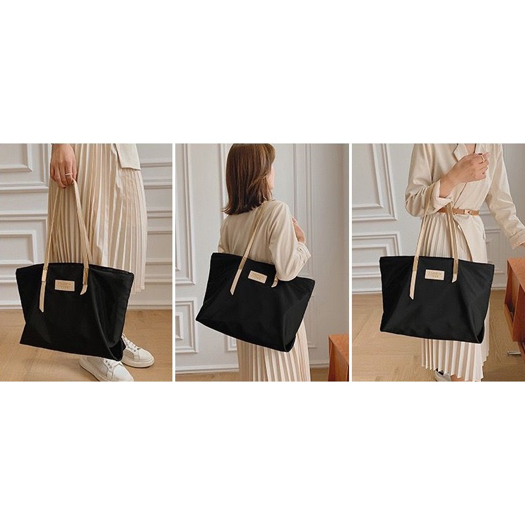 BJ15953 - BLACK/GRAY/PINK - TAS TOTEBAG SHOULDERBAG NYLON WANITA FASHION IMPORT MODIS ELEGAN TERMURAH TERLARIS TERBARU BAGSTORE JAKARTA TAS BATAM EL5953 BQ3368