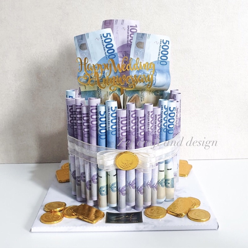 

Money Cake small D15cm / kue uang asli / money bouquet / hadiah ulang tahun / anniversary