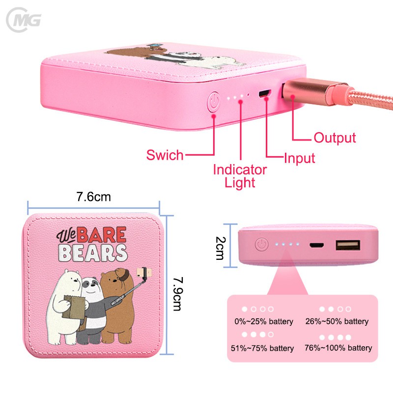 20000mAh Mini Charging Treasure Cartoon Portable Mini Power bank