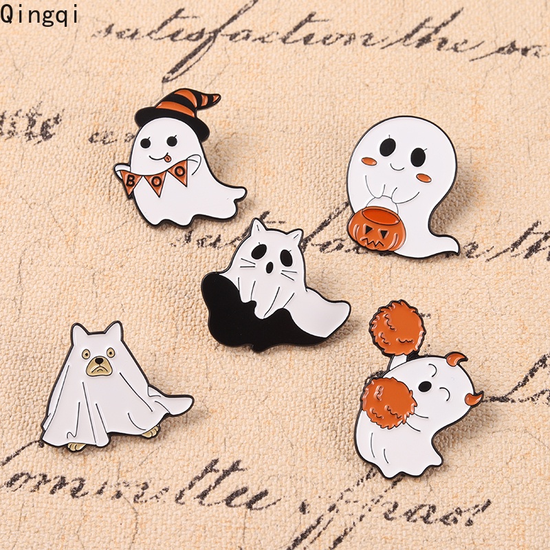 Bros Pin Enamel Desain Kartun Hantu Labu Halloween Untuk Hadiah