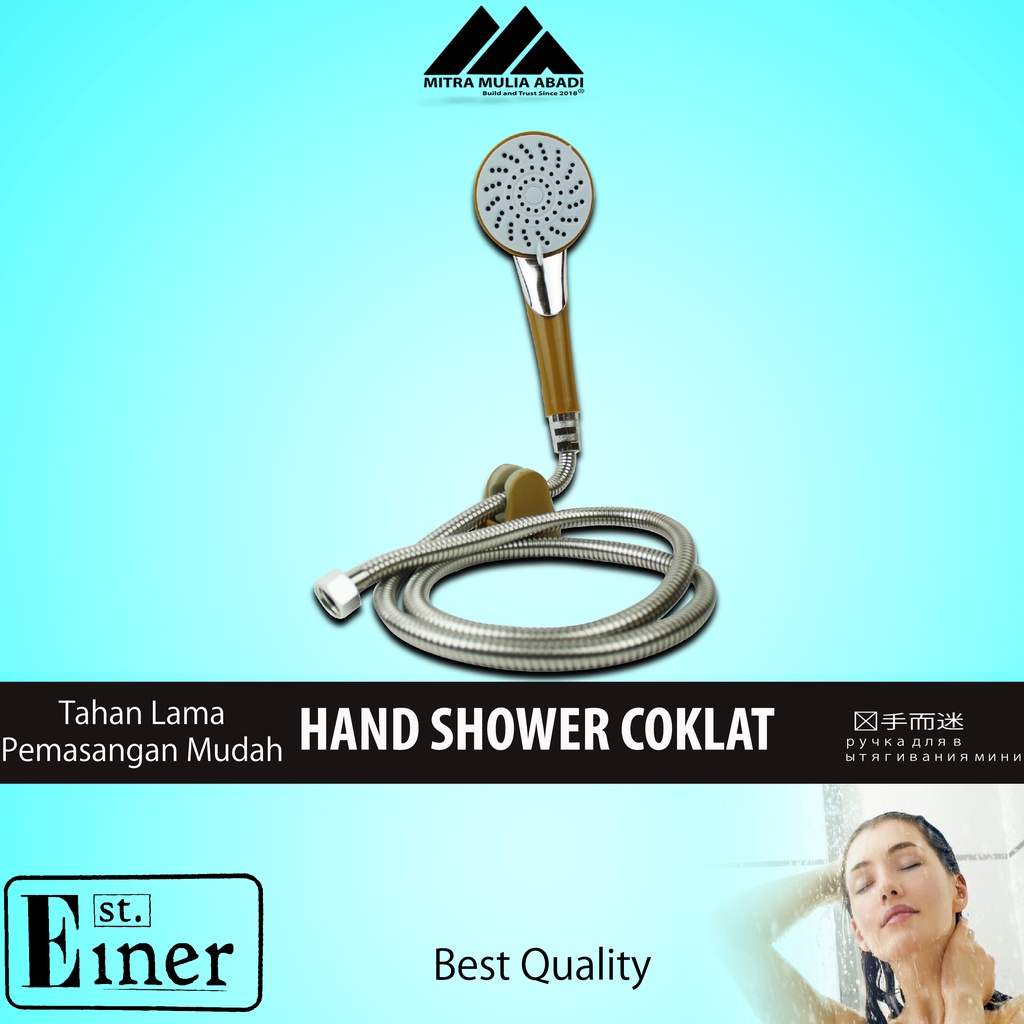 Hand Shower mandi / shower bulat Chroom Silver Handle Coklat