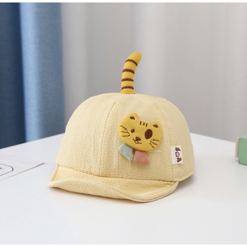 Topi Baseball Anak Bayi Balita Model Kucing Ekor Import Untuk Anak Laki Laki Anak Perempuan-Kuning