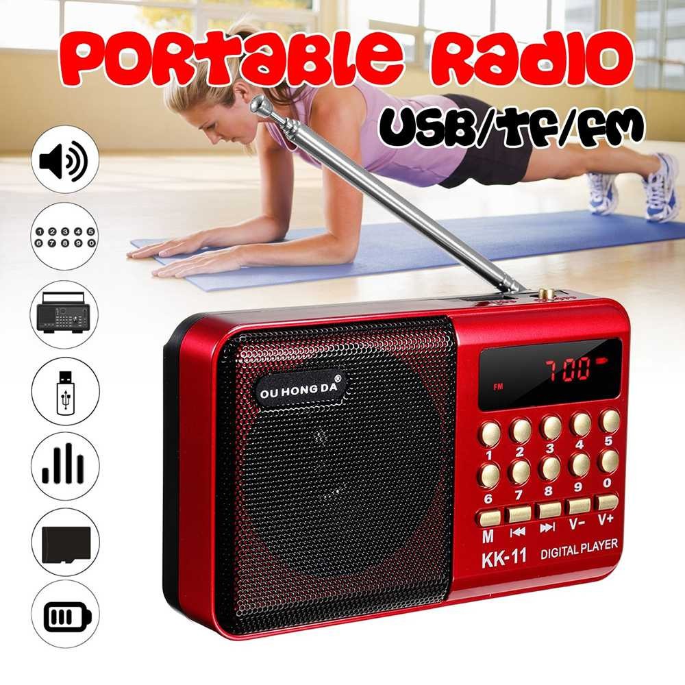 Bergaransi ! OU HONG DA W405 Portable FM Radio Player TF Card - K11