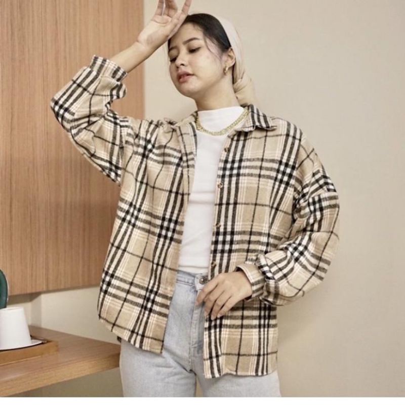 baju atasan wanita terbaru kemeja wanita kekinian kemeja flannel wanita kotak kotak flanel