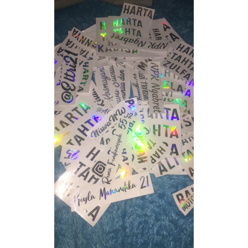 Sticker Cuting Costum Tulisan Hologram