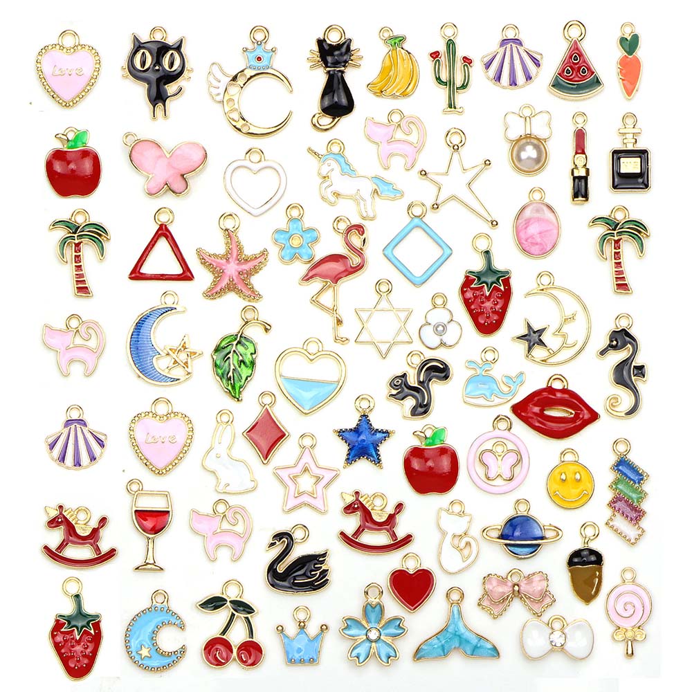 10pcs Liontin Enamel Bentuk Buah Bahan Alloy Tembaga Untuk Perhiasan