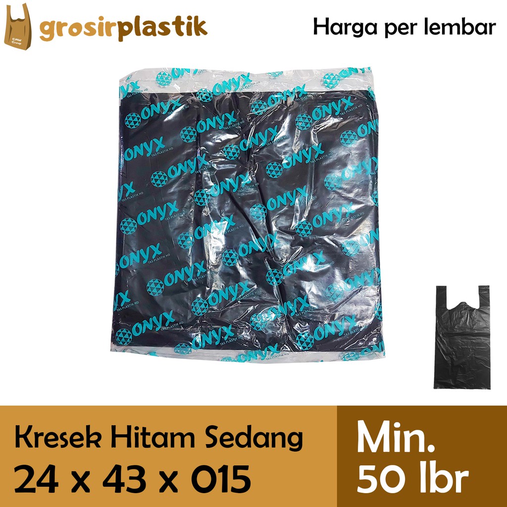 [LBR] Grosir Plastik Kantong Kresek ONYX 24 x 43 x 015 Hitam Murah GL32 - Grosir Plastik