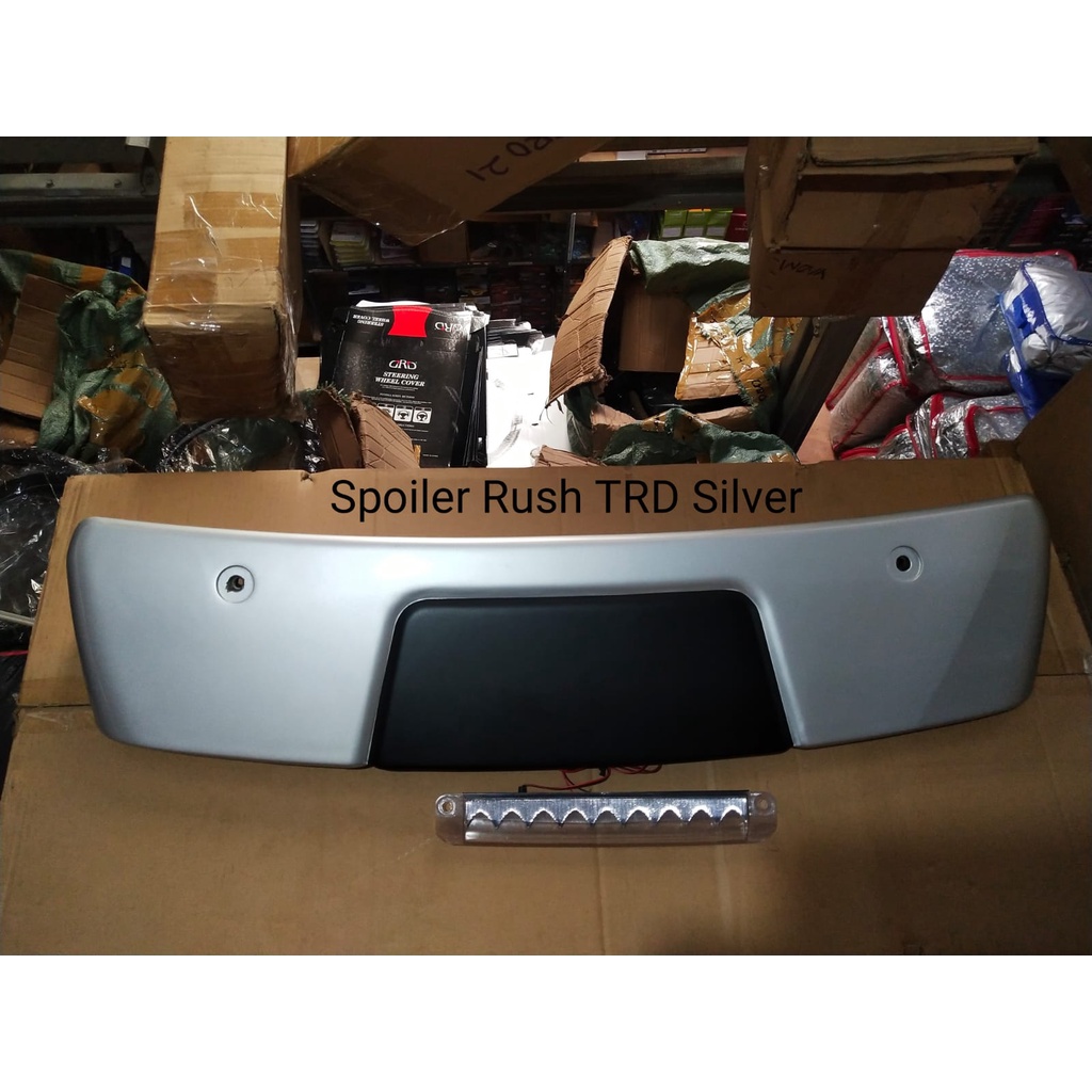 Spoiler Topi Belakang Rush TRD Silver Plastik Lampu Original Spoiler