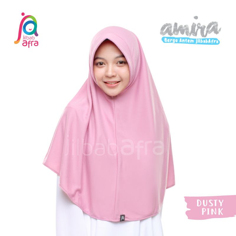Amira SIZE L Jilbab Instan Ped Antem Bahan Kaos  Ori Jilbab Arfa ex Afra-Dustypink