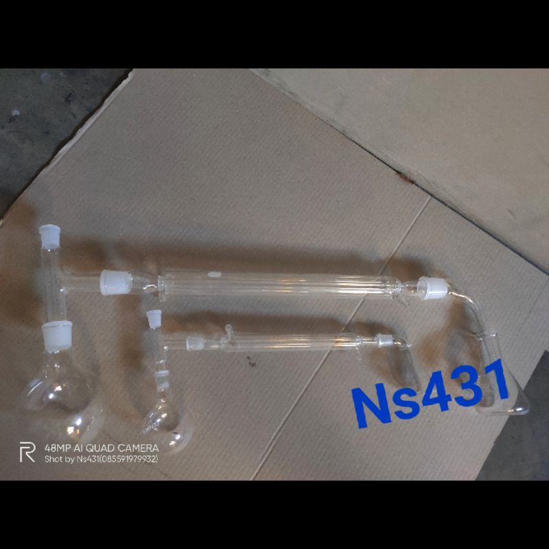 destilasi  set sederhana 1000 ml pyrex ,500 ml pyrex ( penyulingan )