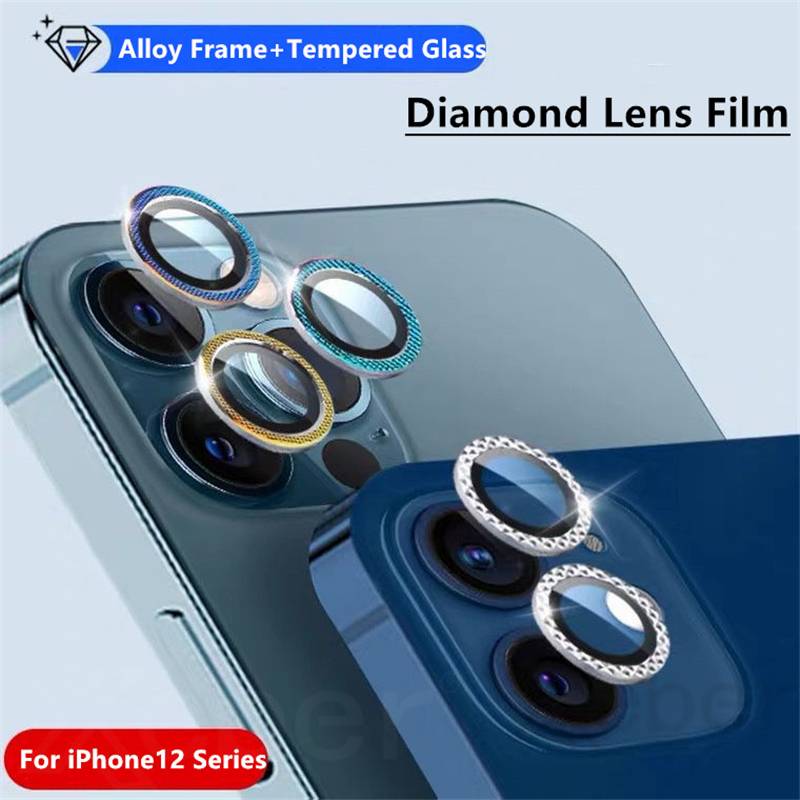 Pelindung Layar Tempered Glass Glitter Laser Berlian Imitasi Untuk Iphone 12 Pro Max 12 Mini