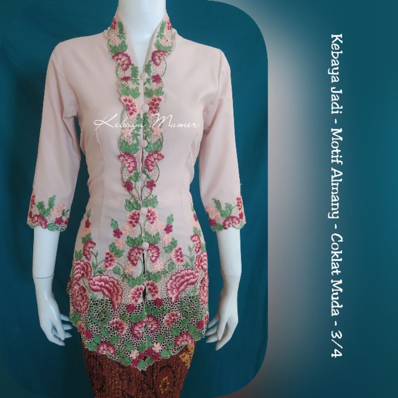 Kebaya Encim. Kebaya Encim Modern. Kebaya  Kerja. Kebaya Bordir. Kebaya Jadi-Cklat MudaAlmany 3/4