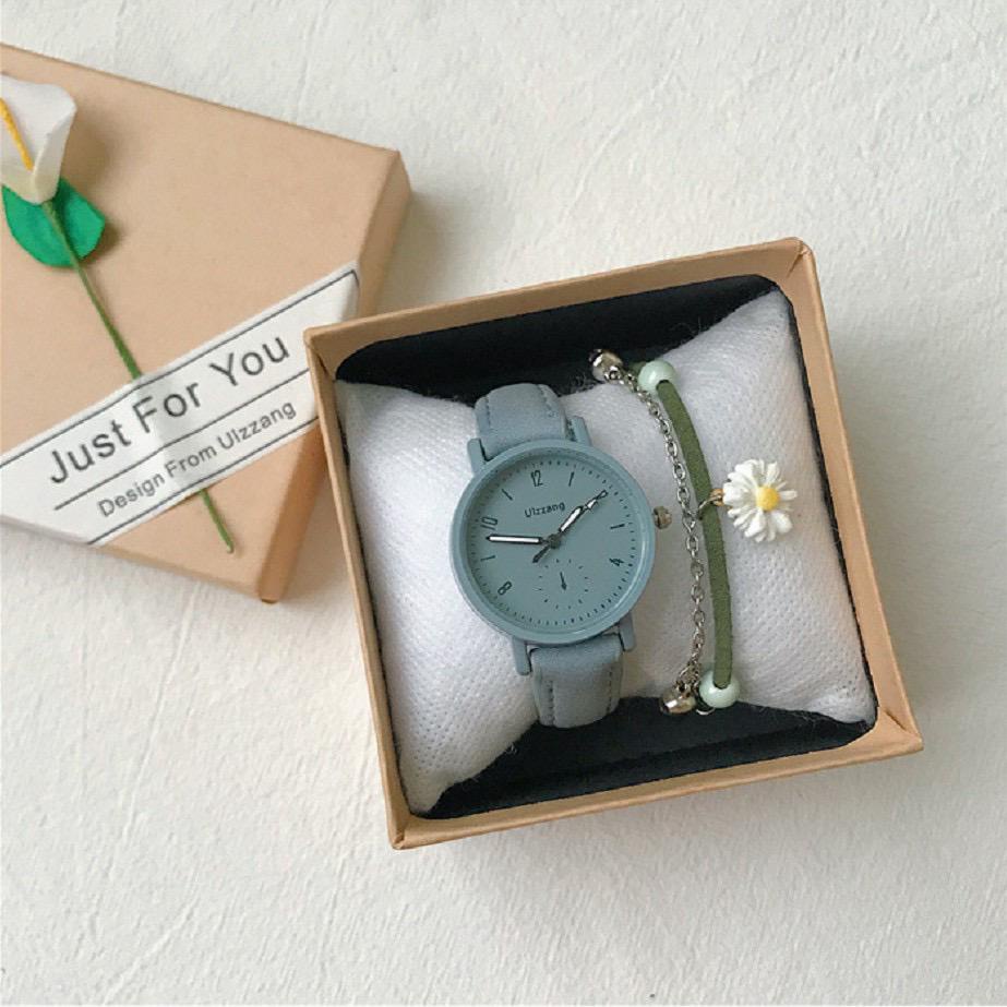 Jam Tangan Quartz Strap PU Analog Casual Gaya Retro Wanita & Pria Ulzzang Watch Korean Fashion JF083-ABU ABU MUDA