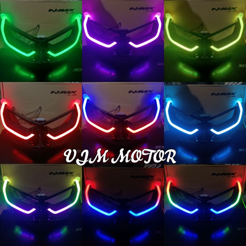 LAMPU ALIS DEPAN YAMAHA NMAX NEW 2020 HEADLAMP LAMPU LED WARNA WARNI STEL MAGNET 25 MODE