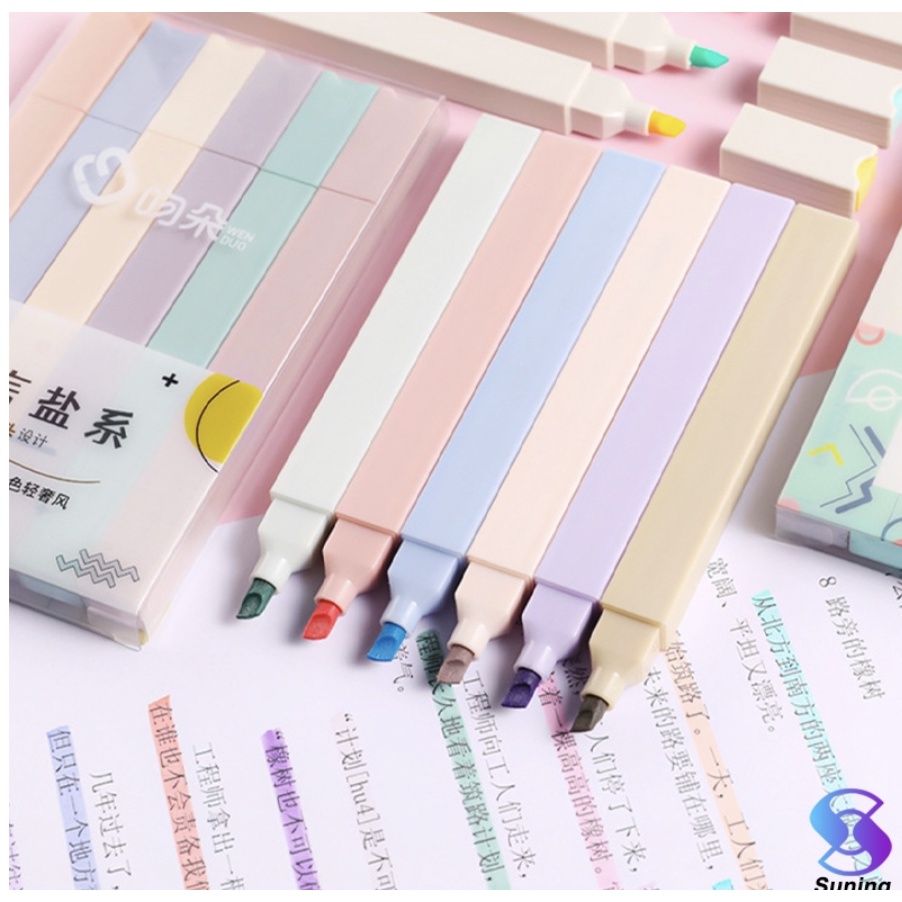 COD MULTICOLOR pena stabilo siswa 6PCS/SET Stabilo / highlighter pastel 6 colors warna