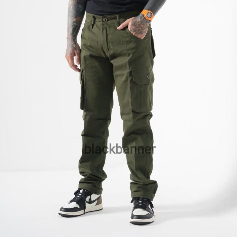 Blackbanner - Celana Cargo Panjang Pria PREMIUM  Cargo pants Army size  Size S - XL ( 27-34)