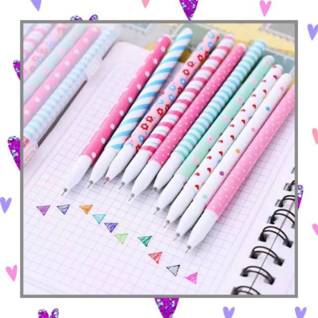 

GP030 PULPEN TINTA GEL WARNA WARNI (1 SET ISI 10 PCS) CUTE FLOWER POLKADOT HEART LEIDIS STATIONARY