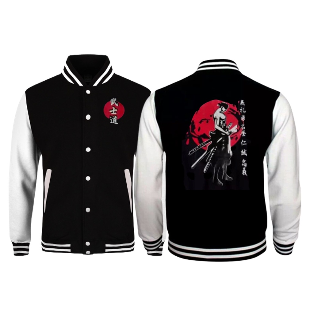 Sasuke&gt; Jaket Bisbol Samurai Pria Jepanese Jumper Bisbol Samurai Motif Jepanese Flecee Full Sablon Unisex