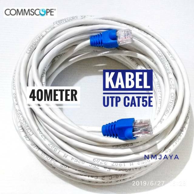 Kabel LAN UTP Cat5e 40 meter AMP Commscope original siap pakai crimping rj45 Belden