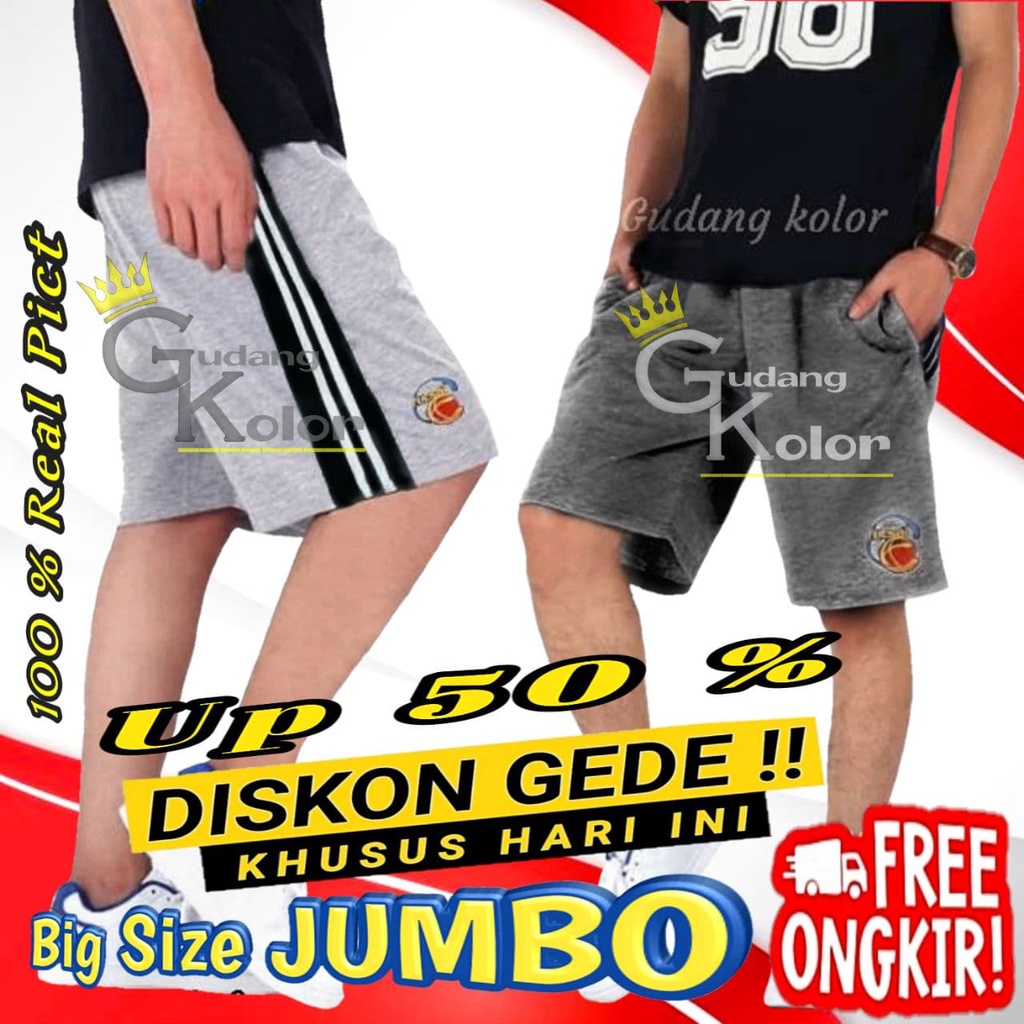Celana Pendek Pria Dewasa Cowok Santai Big Size Jumbo Harian Selutut Celpen Short Pants Laki Laki Pi
