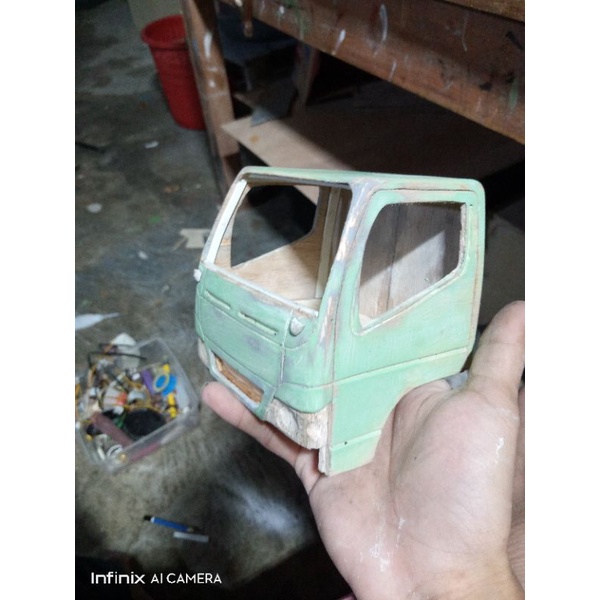 Kabin Miniatur Truk Canter Bahan Triplek Sama Pvc
