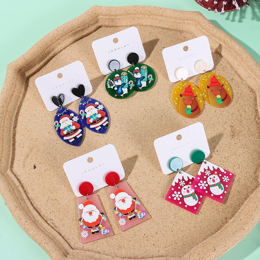 Lily Anting Natal Kreatif Wanita Aksesoris Lonceng Snowflake Snowman Akrilik