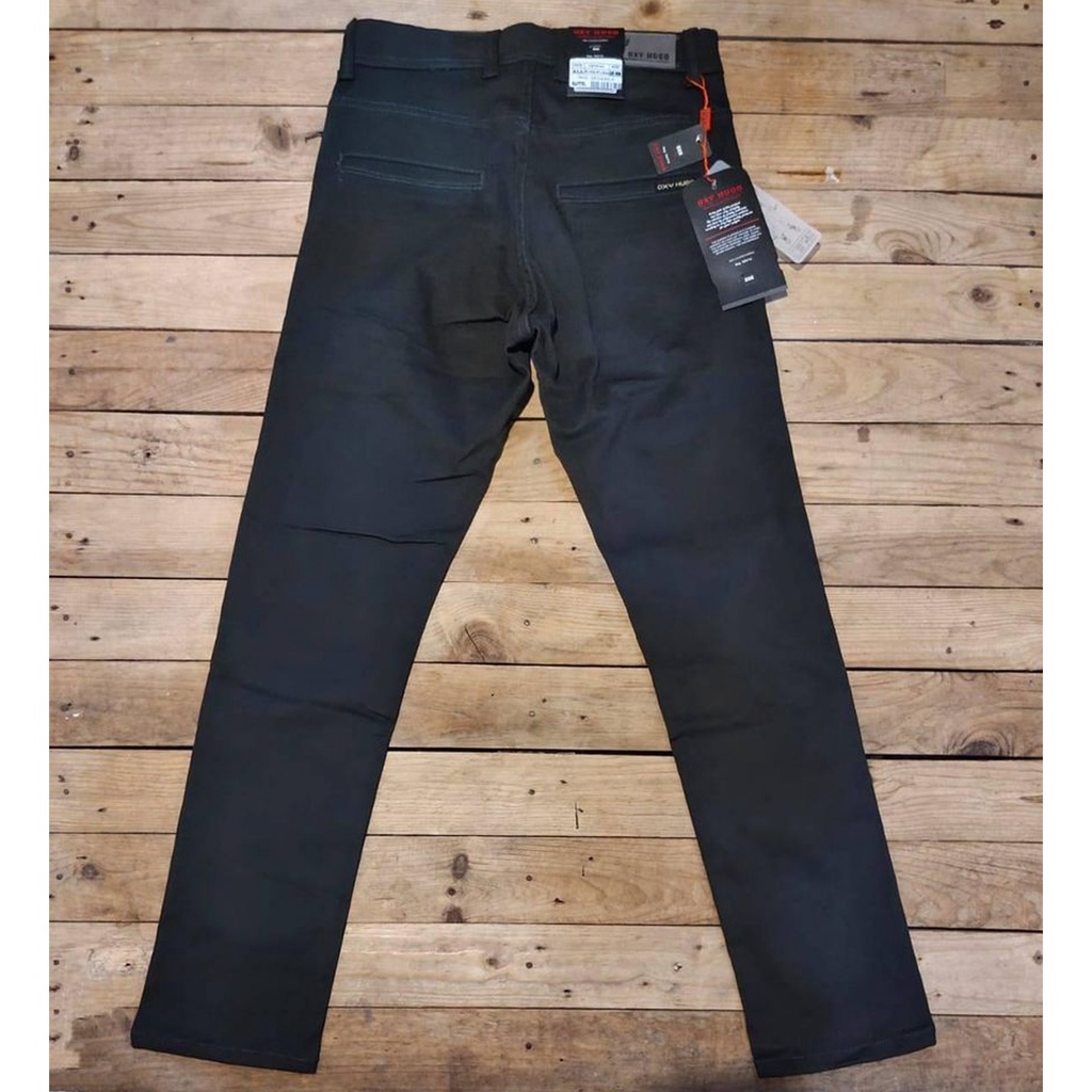 OXY HUGO IMPORT - Celana Panjang Chinos Original Pria  hitam Streach Selvegde Terbaru 2021 bahan Rafael Quality Mall Harga Promo