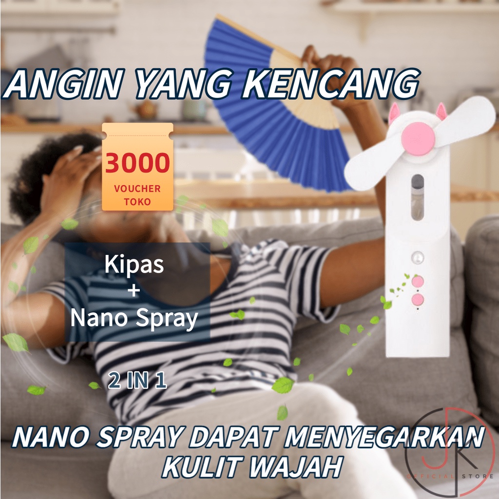 JACKSHOP Kipas Angin Portable Nano Spray Kipas 2 IN 1 Kipas Nano Spray Dapat Menyegarkan Di Saat Udara Terasa Panas Kipas Angin Mudah DiBawah Kipas Angin Plus Nano Kipas Mini Kipas Tangan Kipas Nano