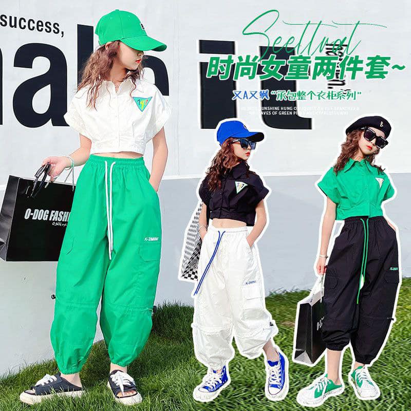 [JEWELS KIDS] MAVIE CROP SHIRT SPORTY SET / KEMEJA CROP ANAK TANGGUNG IMPORT/SETELAN BAJU ANAK SPORT