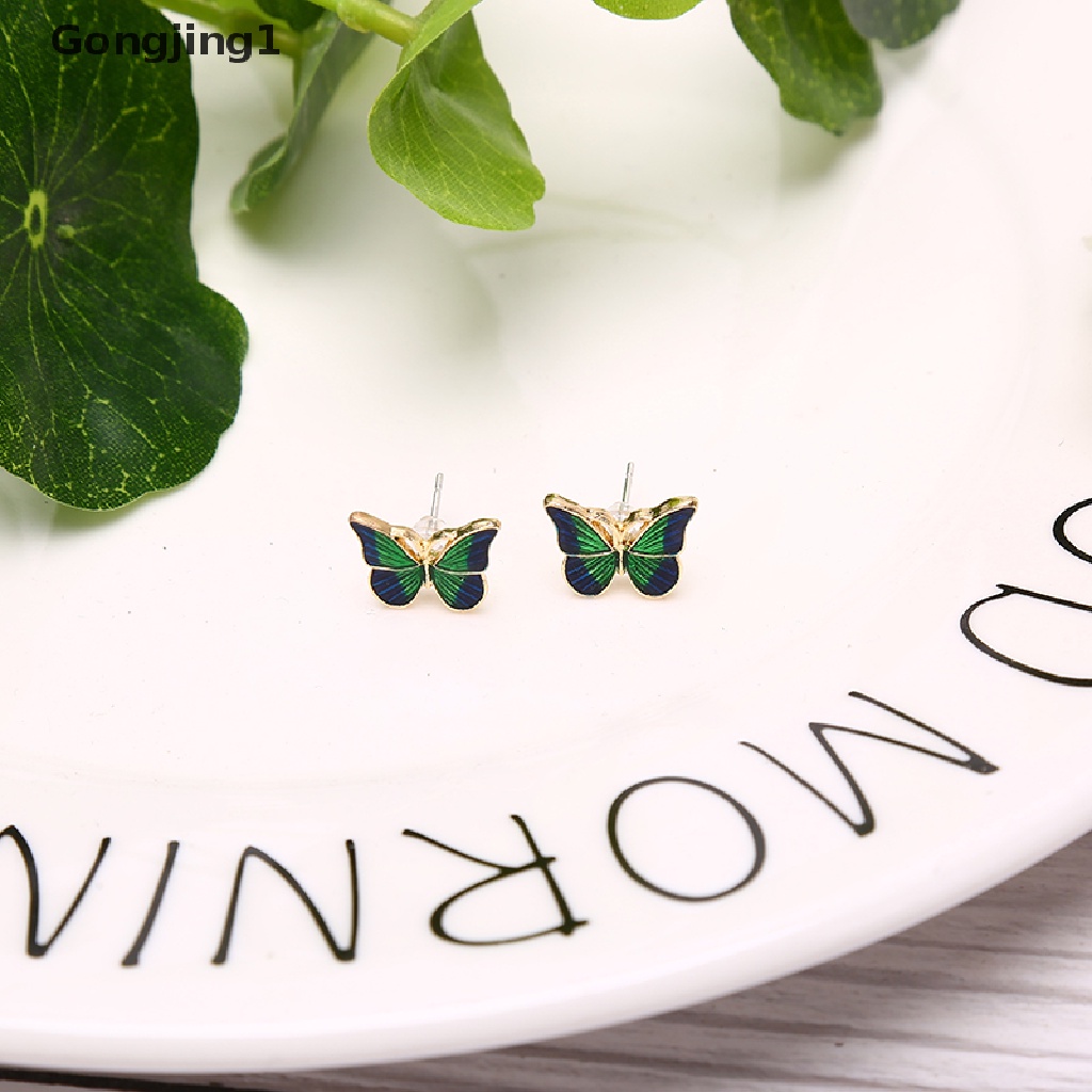 Gongjing1 Bros Kupu-Kupu Enamel Warna Hijau Gaya Vintage Butterfly