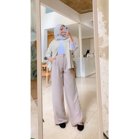 FARIVA - INJAE PANTS Celana HighWaist Korean Pastel Celana Kerja Premium