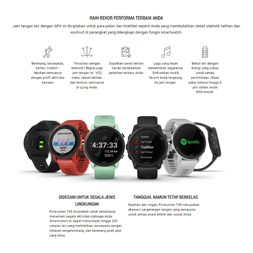 Garmin Forerunner 745 / FR745 - Garansi Resmi TAM 2 Tahun