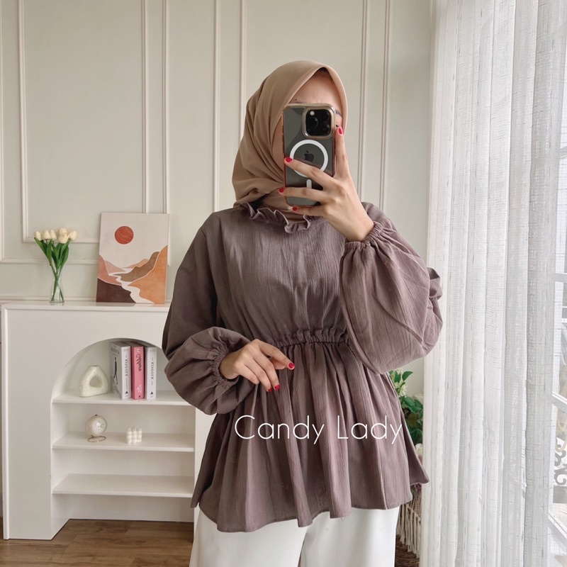 MYRA TOP BLOUSE CRINCLE PINGGANG KERUT