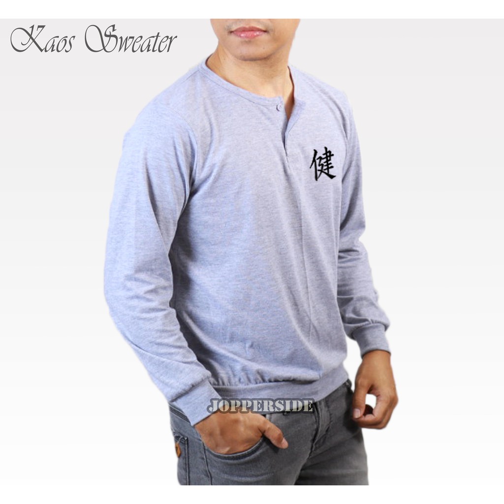 ORIGINAL jopperside kaos sweater distro kancing sweatshirt huruf kanji jepang pria wanita ksw3