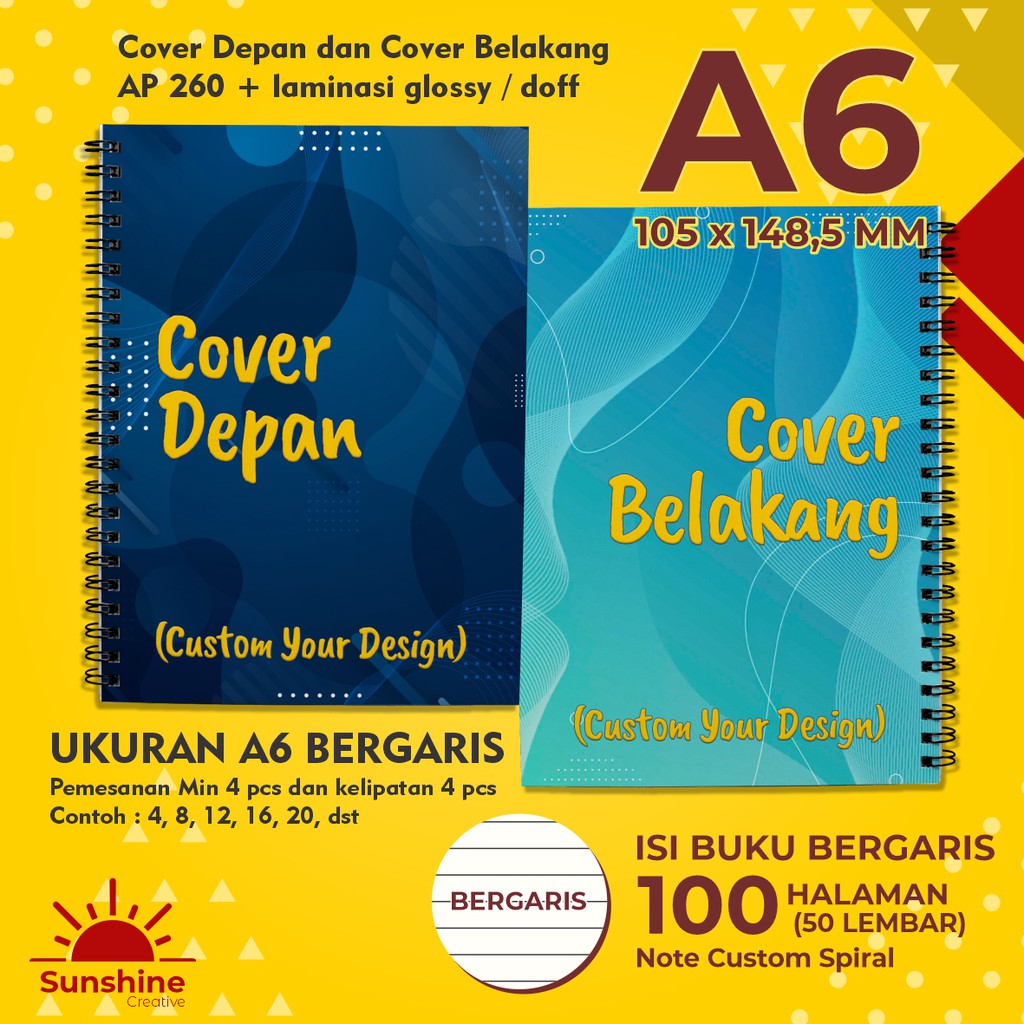 

Notes A6 Spiral ISI BERGARIS - 100 Halaman (50lembar) HVS / Catatan / Blocknote Custom