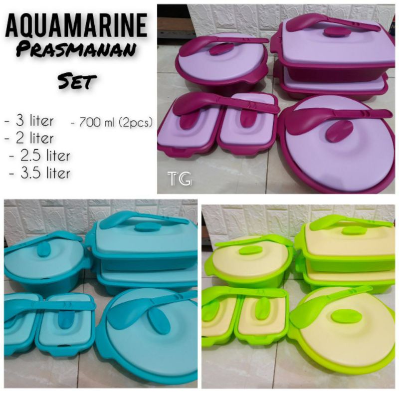 Aquamarine set / prasmanan set / AQUAMARINE SET PRASMANAN TEMPAT KOTAK PIKNIK BIGGY isi 6 SET