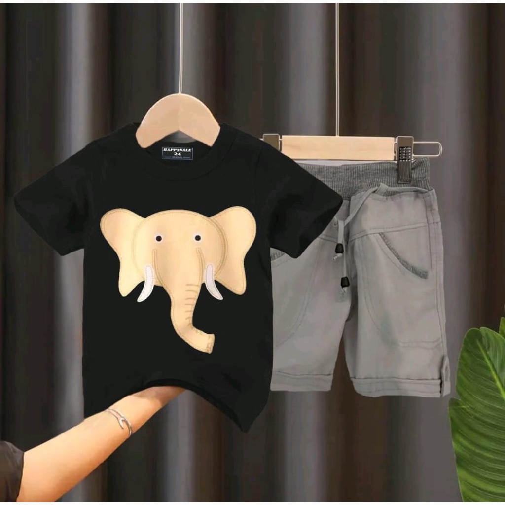 SETELAN ANAK BAJU ANAK TERLARIS MOTIF GAJAH BAJU ANAK LAKI LAKI BAJU ANAK PEREMPUAN 1-5THN GARGA GROSIR